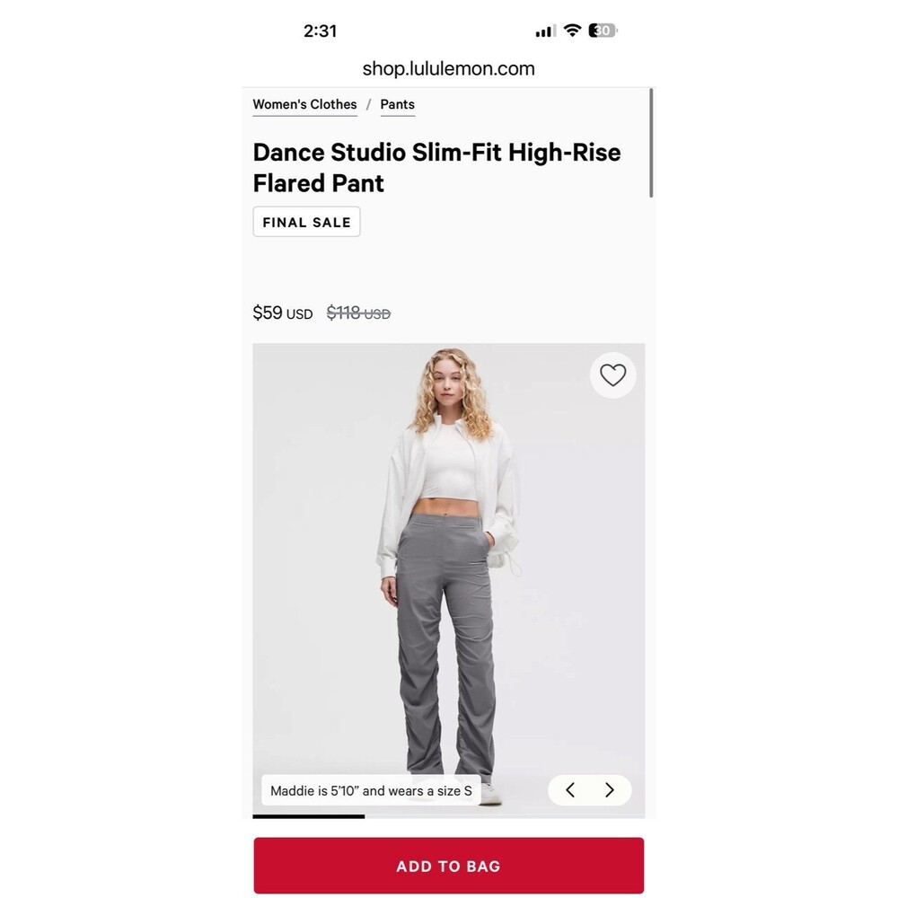 NWT Lululemon Dance Studio Slim-Fit High-Rise Flared Pant XXS - Picture 7 of 7
